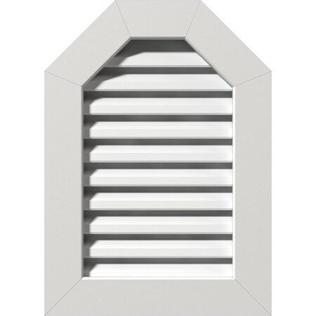 Ekena Millwork Octagonal Top Gable Vent Functional, PVC Gable Vent w/ 1" x 4" Flat Trim Frame, 16"W x 34"H GVPOT16X3401FUN